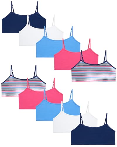 Rene Rofe Girls Training Bras 10 Pack Soft Cotton Cami Everyday Bras