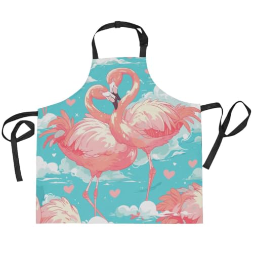 Tablier à bavette flamant rose pour la cuisine en famille