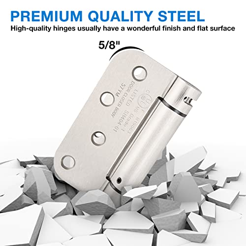 Self-Closing Door Hinges Satin/Brushed Nickel 4" X 4 Inch,Spring Hinge Heavy Duty Hardware Hinges For Doors Gate Hinges Interior Fire Exterior Door Hinges Wooden Fences Indoor Front Door Hinges 4 Pack #TOP3