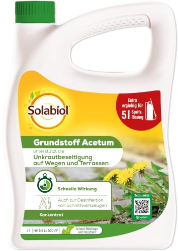 Solabiol Grundstoff Acetum, unterstützt die Beseitigung von Unkraut auf Wegen, Plätzen und Terrassen, 3 Liter Kanister – Ansicht 1