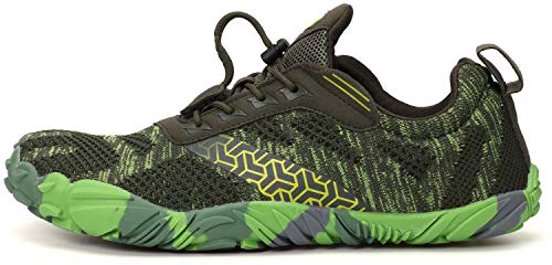 WHITIN Men's Trail Running Shoes Minimalist Barefoot Five Fingers Wide Toe Box Size 8.5 Gym Workout Fitness Zero Drop Gym Cross Weightlifting Green 41