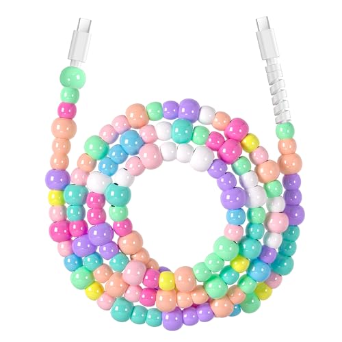 WESADN USB C to USB C Cable 3.3FT for iPhone Charging Cable Candy Beads USB C Cord Fast Charging Cable for iPhone Charger Cord Phone 17 16 15 Pro Max i-Pad/Galaxy S25 S24, Colored