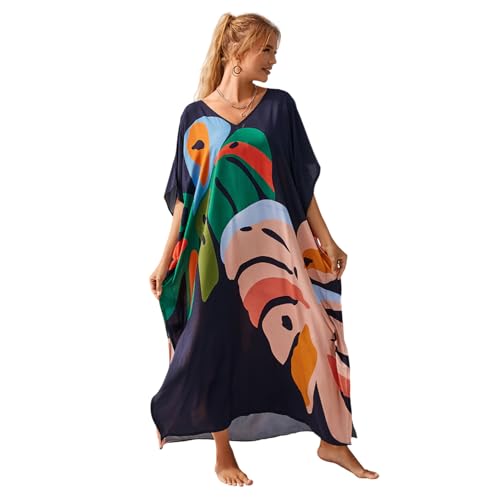 Image of Miss Lavish London Long Kaftan Dress for Women - Summer Printed Plus Size Maxi Caftan