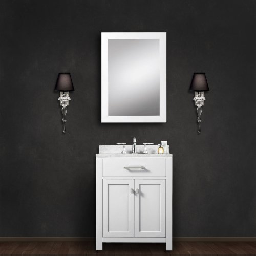 Water Creation Madison 24Wb 24" Solid White Single Sink Bathroom Vanity With Matching Framed Mirror From The Madison Collection Pure White #TOP7