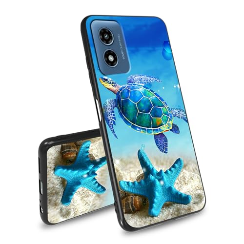 BEOTIWAD Turtle Starfish for Moto G Play 5G 2024 Phone Case,for Motorola G Play 5G 2024 Case,Ultra-Thin Soft Black TPU Shockproof Protection Cover for Moto G Play 5G 2024