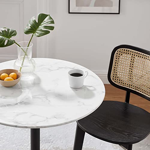 Image of Modway Lippa Mid-Century Modern 28 inch Round Artificial Marble Dining Table in Black White
