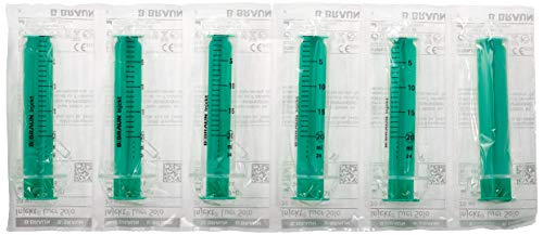 Braun Petzold - Spritze 20mL für Einmalinjektionen mit Luer-Ansatz - Einwegspritze mit grüner Kolbenstange & Graduierung in ml zur exakten Dosierung - Einmalspritzen aus Polypropylen (100er Pack)