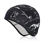 CHUANFU Bonnet de Vélo d'hiver pour Enfants, Casquette de Cyclisme Chaude avec Protection des Oreilles, Bonnet Coupe Elastique Casque Velo Mignonne Doublure pour Garçons et Filles (Dinosaure)