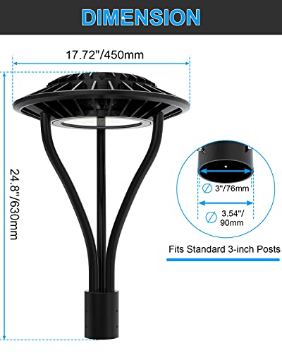 Led Post Top Light 80W 11200Lm Led Post Lights Outdoor Lamp Post Light 5000K Ip65 Waterproof Led Street Area Lighting Dusk To Dawn Pole Light For Parking Lot Garden Yard Pathway, Ac120~277V, Etl #TOP5