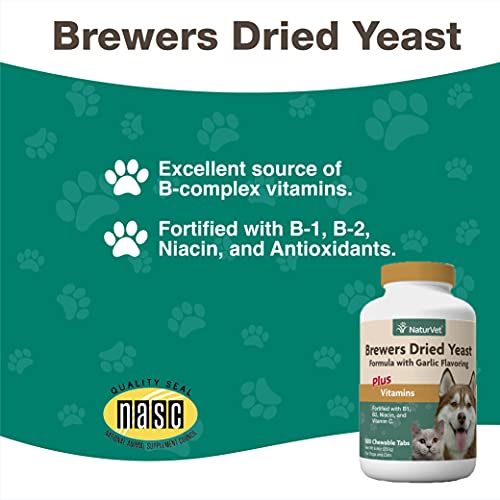 Naturvet – Brewer’s Dried Yeast Formula With Garlic Flavoring – Plus Vitamins – Supports Healthy Skin & Glossy Coat –Fortified With B-1, B-2, Niacin & Vitamin C –For Dogs & Cats (500 Tablets) #TOP3
