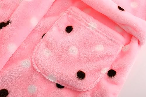 Image of Girls Fleece Robe Boys Hooded Bathrobe Soft Flannel Robe For Kids