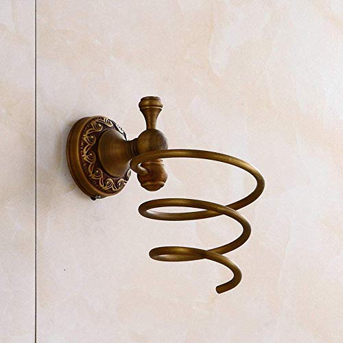 Support sèche-cheveux mural en spirale bronze rétro rangement maison