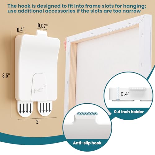 TAILI Picture Hangers 4 Pcs, Damage Free Picture Hangers for Walls，Adhesive Picture Hanging Hooks Without Nails，Art Hanger for Bathroom Kitchen Home Door Closet, Inclue 2 Extra Strips by TAILI - Image 5