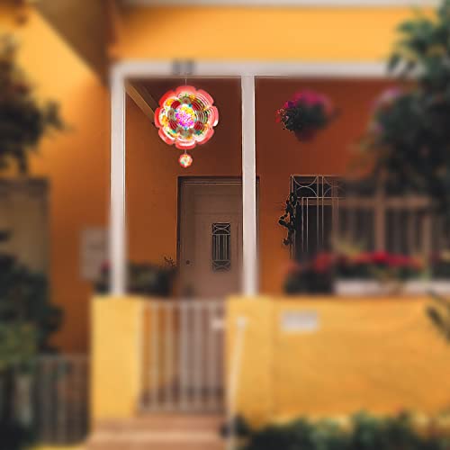 Shiningeyes Stainless Steel Wind Spinner Hanging Indoor Outdoor, 3D Kinetic Wind Sculpture&Spinner Decor For Home Yard Garden Hanging Decoration Gifts, Flower Shape #TOP6
