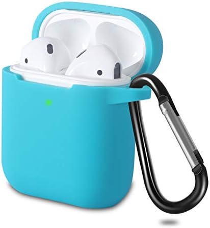 Airpods Case Cover Compatible with AirPods 2 & 1, KOKOKA Silicone Shockproof Airpods Case Cover Front LED Visible Extra Protection with Carabiner, Orange