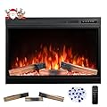 R.W.FLAME 36" Electric Fireplace Insert, Adjustable 5 Flame Colors, 12 Log Colors, 5 Flame Speeds and Brightness, Remote Control, Timer, Adjustable Temperature from 50°F to 99°F, 750W/1500W(36"X27")