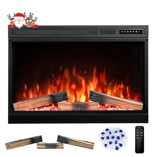 Image of R.W.FLAME Indoor Electric Fireplace Insert Adjustable 5 Flame Colors, 13 Log Colors, 5 Flame Speeds and Brightness, Remote Control, Timer, Adjustable Temperature from 50F to 99F (36 inchX27 inch)