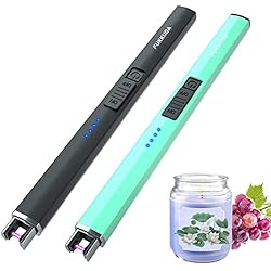 Electric Candle Lighter Plasma Arc Lighters Windproof & Flameless with USB Rechargeable Battery Double Safety Switch (Obisidian Black & Saphhire Blue)…