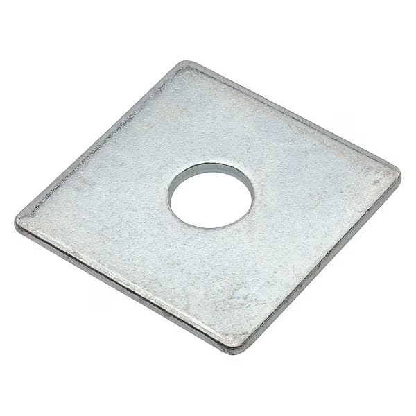Square Washer, Fits Bolt Size 1/2 in Low Carbon Steel, Zinc Plated Finish