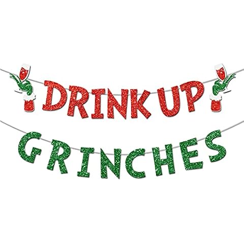 Gollicce Drink Up Grinches Glittery Christmas Banner Cover