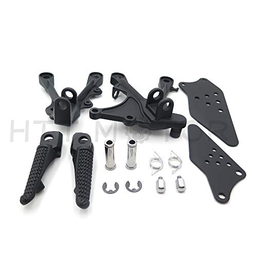 Httmt Mt390-006- Black Front Rider Foot Pegs Bracket Compatible With Kawasaki Zx6R 2005-2008 #TOP1