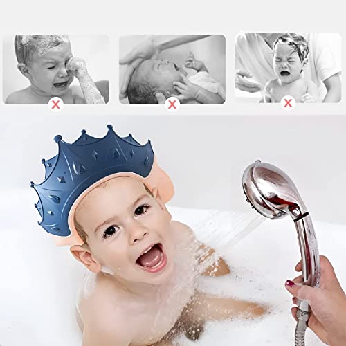 Chapéu Para Banho Bebê Viseira Anti Shampoo Protetor Para Olhos Coroa (Coroa Azul)