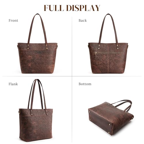 Bolso tote de cuero para mujer S-ZONE grande con múltiples bolsillos miniatura 6