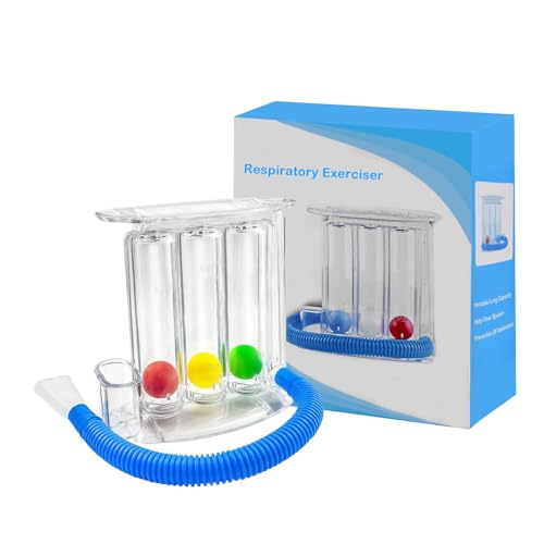 Appareil Exercice Respiratoire, Entraîneur Respiratoire, Exerciseur Respiratoire Pulmonaire Profond, Spiromètre Pulmonaire à 3 Balles, Système D'entraînement de la Respiration (600~1200CC)
