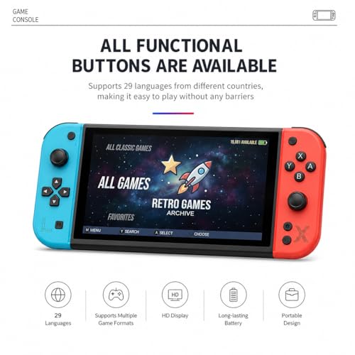 Image of Cubonic GameOrbit G90 7 Inch Full HD Screen Video Game 21+ Emulator Professional Game Chip 64Gb Pre-Loaded Wireless Gaming Controller Handheld Console