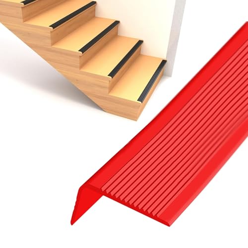 Profilo per Bordi Scale, Listello Angolare Profilo per Bordi Scale, Profilo angolare in PVC Autoadesivo 70mm x 30mm, Adatto per Scale Interne Ed Esterne Tipo L(Red,100cm)