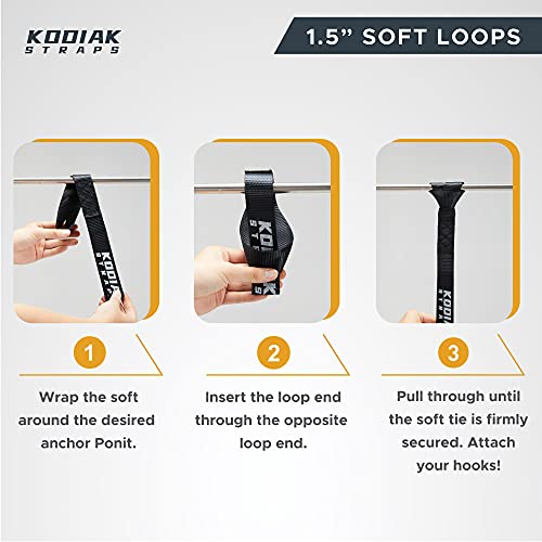 image for Soft Loop Tie Down Straps - 1.5 x 18 inches- 10,000 lb Load Capacity -