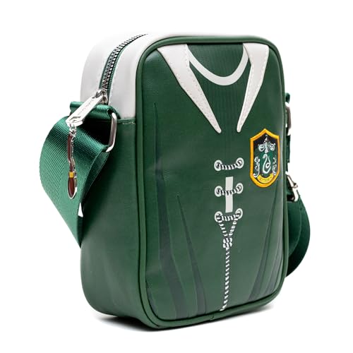 The Wizarding World of Harry Potter Vegan Leather Crossbody Bag with Adjustable Straps, Hogwarts Slytherin Quidditch Uniform Green2