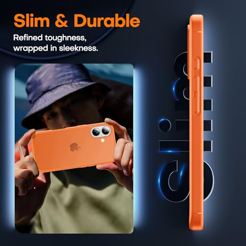 Image of TAURI for iPhone 17 Case, with Screen Protector, Matte Orang | Full Camera Protection, Anti-Yellowing Military-Grade Protection Shockproof Slim Phone Case for iPhone 17