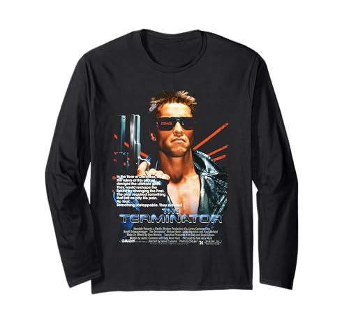 Image of The Terminator Poster Movie Retro Sci-Fi Time Traveler Gamer Long Sleeve T-Shirt