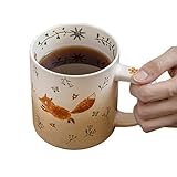 Taza de cerámica de zorro, 550 ml, divertida taza de café con forma de animal hecha a mano con gran capacidad, bonita decoración de cocina, accesorio de mesa caprichoso, ideal para niños y adultos