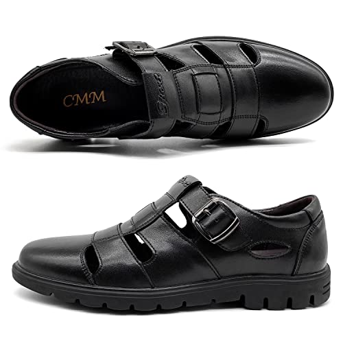 Cmm Men Leather Business Sandals Beach Casual Shoes Strap Hiking Size 9.5 Black #TOP1