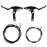 Necdeol 2 Stück Bremshebel Fahrrad Set mit Bremszug, Bowdenzug Fahrrad für V Brake & Mechanische Scheibenbremse, Fahrrad Bremsen Griff Aluminium für MTB BMX Kinderfahrrad