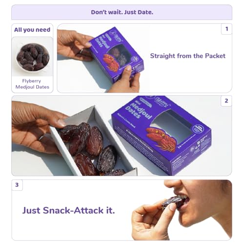 Image of Flyberry Gourmet Jumbo Medjoul (Medjool) Dates | Rich Source of Potassium & Iron | No Added Sugar or Preservatives | Low GI Energy Snack | Khajoor | Khajur | 800 g