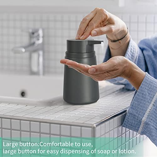 Topsky Soap Dispenser with Plastic Pump, 320ml Liquid Hand Soap Dispenser, Rustproof Pump for Kitchen & Bathroom, Great for Lotions, Essential Oil, Liquid Soaps, 2 Pack (Grey)