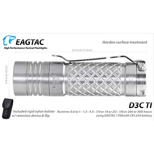 Eagletac D3C Clicky Titanium Mkii 800 Lumen Ultra-Compact Everyday Carry Flashlight With Lumentac Battery #TOP4