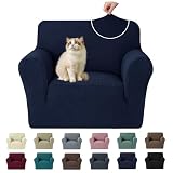 Ystyle Stretch Couchüberzüge 1 Sitzer, Sessel Überzug Antirutsch Mit Armlehne, Universal Sofa Cover, Durable Waschbar Couch Bezug, Kratzfester Sofahusse Für Hunde Katzen Und Haustiere, Dunkel Blau