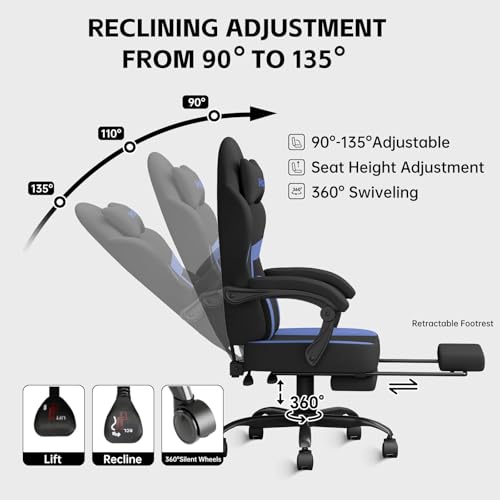 HapGIFT Gaming Chair HAP002-BLACK BLUE-FBM の商品画像 3