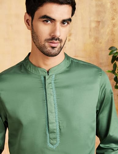 Image of Amazon Brand - Symbol Men Festive Embellished Long Kurta (Regular Fit)