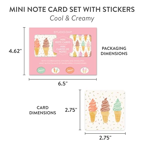 Image of Studio Oh! Cool & Creamy Blank Note Card Set with Envelopes and Stickers 12 Pack Assorted Greeting Cards, 260 GSM Textured Paper Stationery for Thank You Cards, Birthday Cards, Gift Card Envelopes