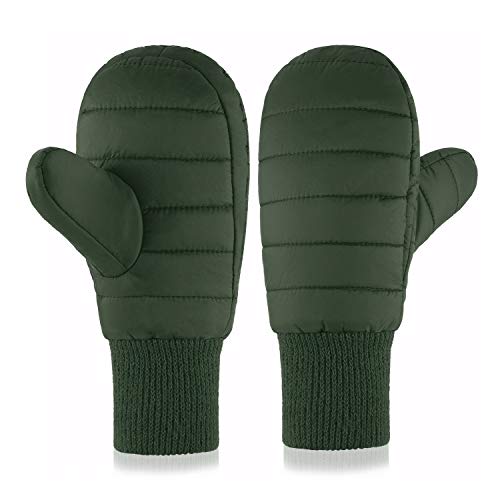 Preisvergleich Produktbild Andake Kinder Handschuhe, Jungen & Mädchen Gänsedaunen Winter Skifahren Fausthandschuhe Fäustlinge Handschuhe, warmes weiches winddichte Skihandschuhe - Grün, 5-6 Jahre