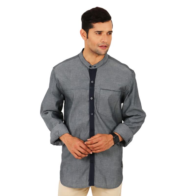 Image of SHIRT THEORY Grey Cotton Full Sleeves Casual Shirt for Men II Premium Cotton Stylish Shirt II Stylish Shirt for Men II Exclusive Style Men Casual Shirt II Luxury Shirts II