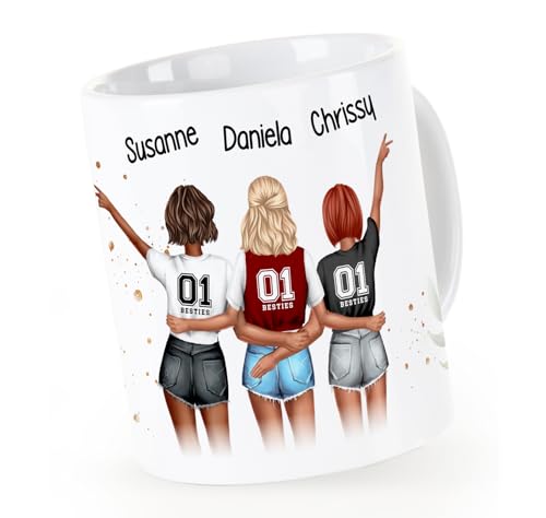 SpecialMe® Tasse Beste Freundinnen 3 personalisiert Geschenk Freundschaft Frauen BFF Best Friends Weiss Keramik-Tasse
