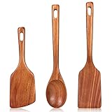 3 Pcs Large Wooden Spatula Set Kitchen Utensils Wood Spoon for Cooking Spatula Serving Spoon Turner