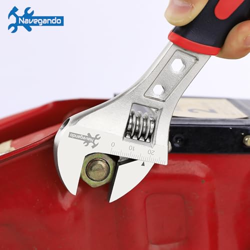 Image of Navegando 3-Piece Adjustable Wrench Set, 6 8 10 Inch, Forged High Carbon Steel Rust Resistant, Non-Slip Grip with Laser-Etched Metric Markings for Plumbing, Automotive Repair & Home Use