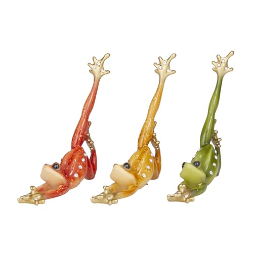 Set de 3 esculturas decorativas de ranas multicolor Deco 79